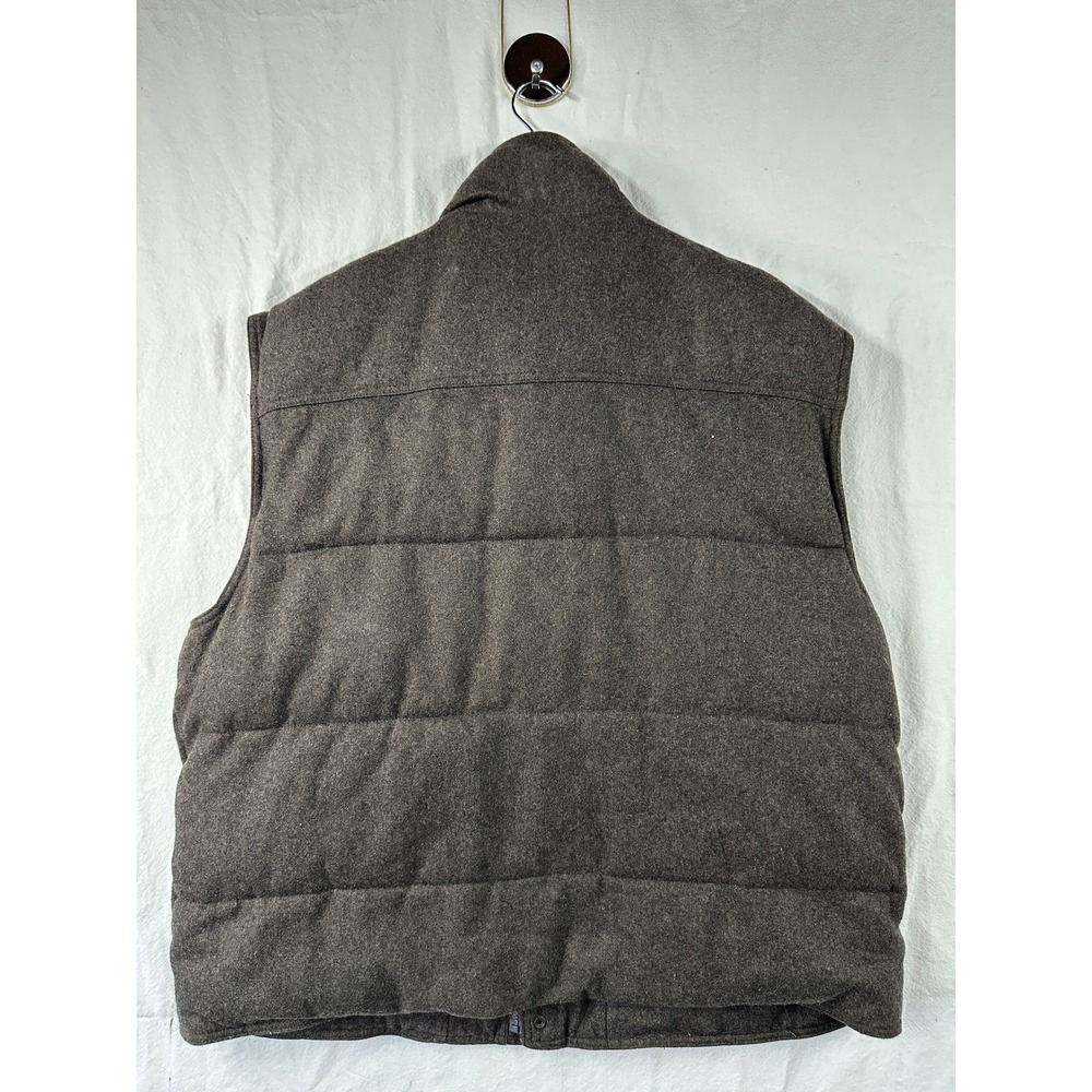 Y2K Style Old Navy Mens Wool Blend Puffer Vest Gray Quilted Full Zip XXL Large - Picture 2 of 7